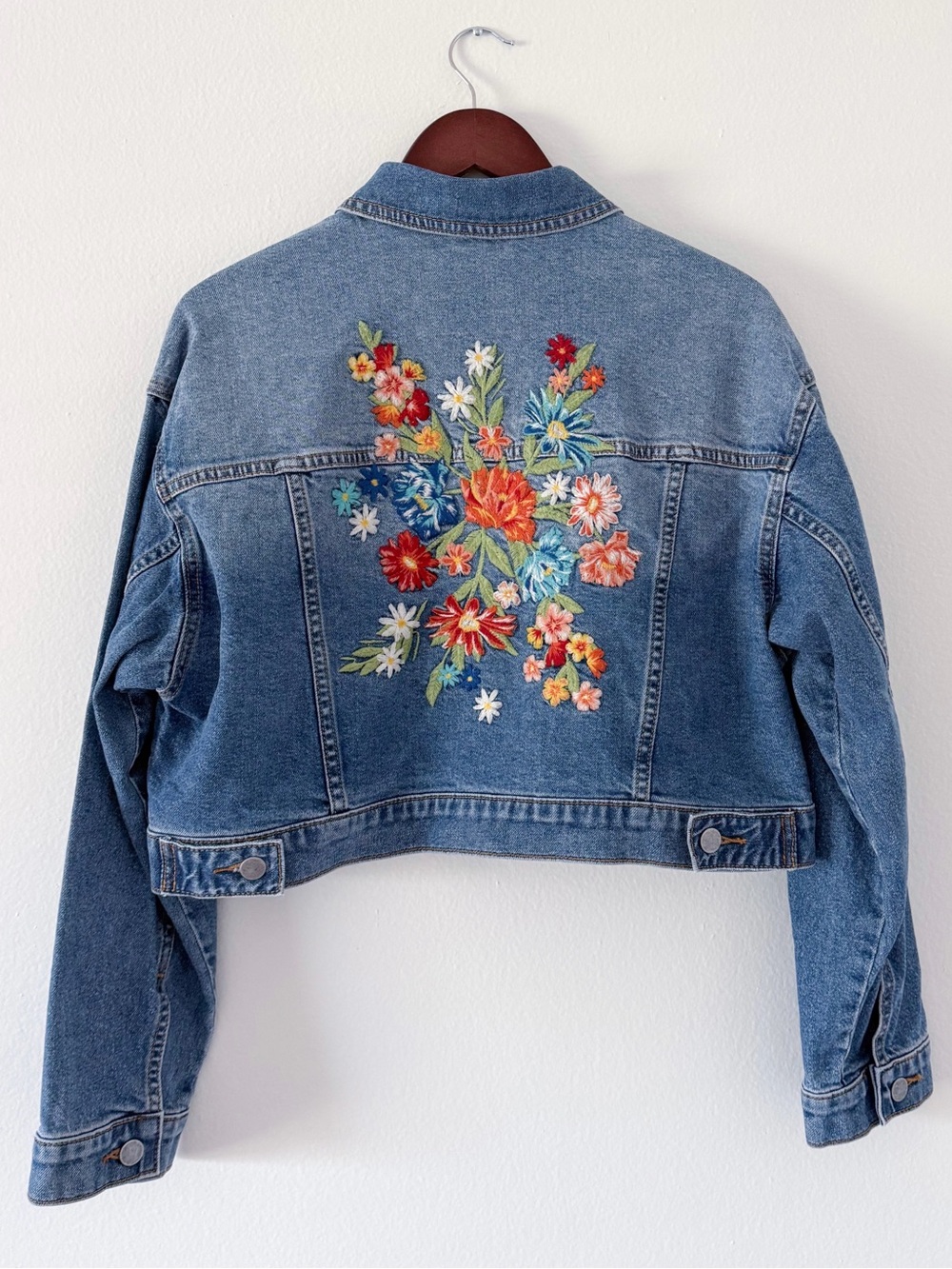NWOT Free People x Driftwood Le Bouquet Cropped Denim Jacket Size Large